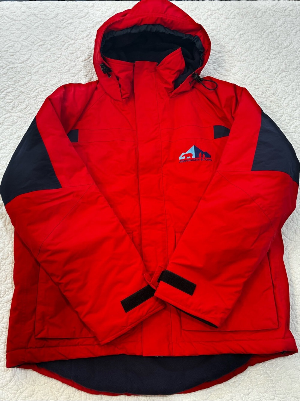 Abercrombie & Kent Luxury Expedition Winter Parka Jacket Mens M Red Blue Hooded